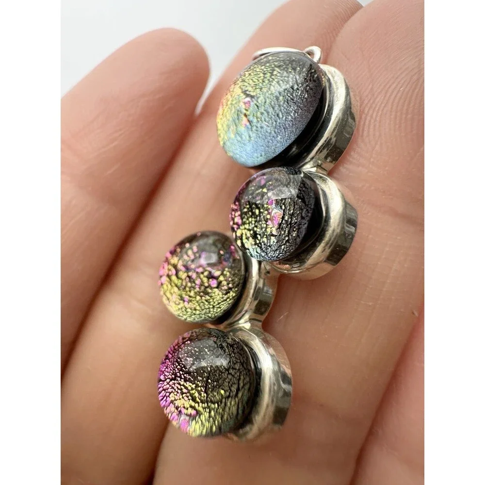 Handmade Dichroic Art Glass Pendant Purple Pink